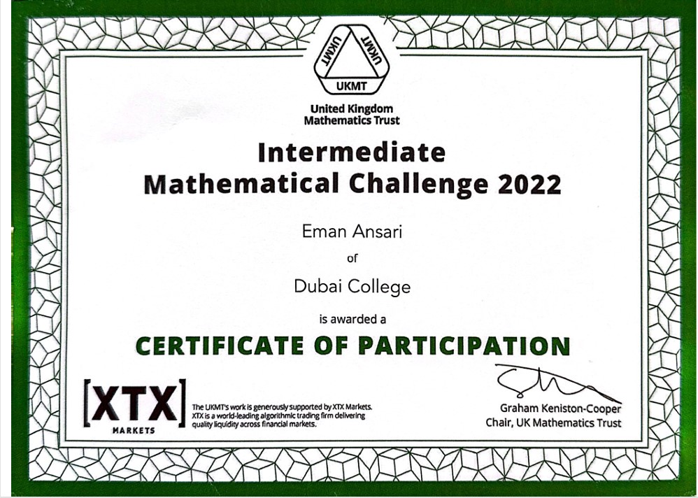 UKMT Certificate